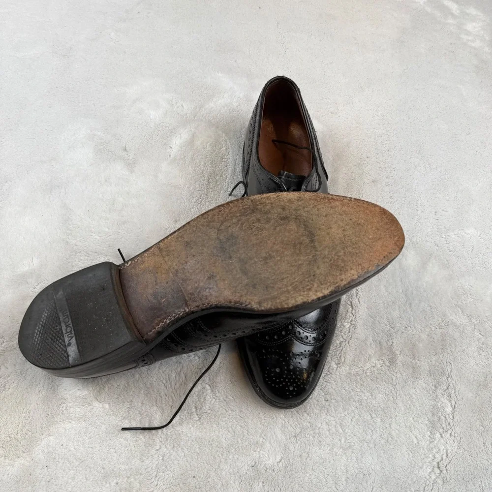 Allen Edmonds McAllister Black Leather Wingtip Oxford Shoes‎ 6215 Mens 9.5 C